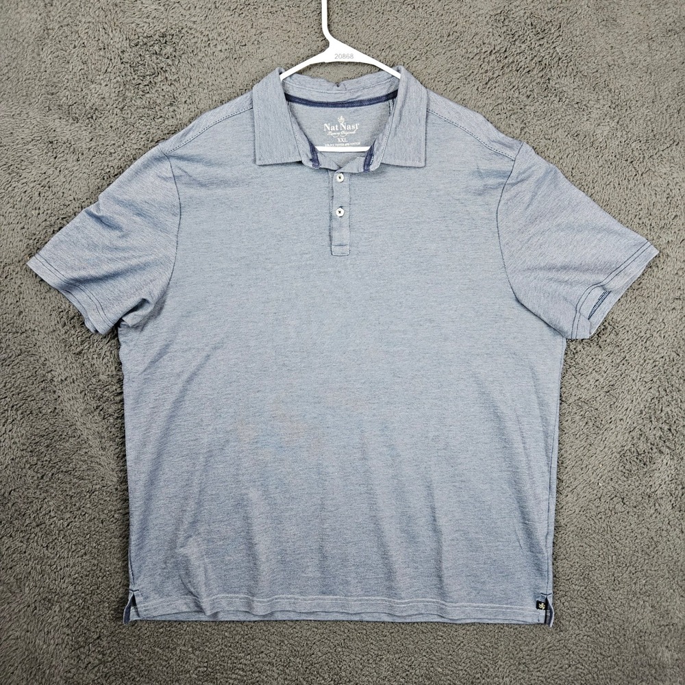 Nat Nast Mens XXL Blue Heather Short Sleeve‎ Polo Shirt